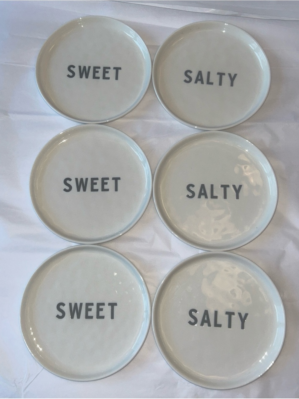Santa Barbara Design Studio “Salty” & “Sweet” Appetizer Plates Set Of 6 NEW